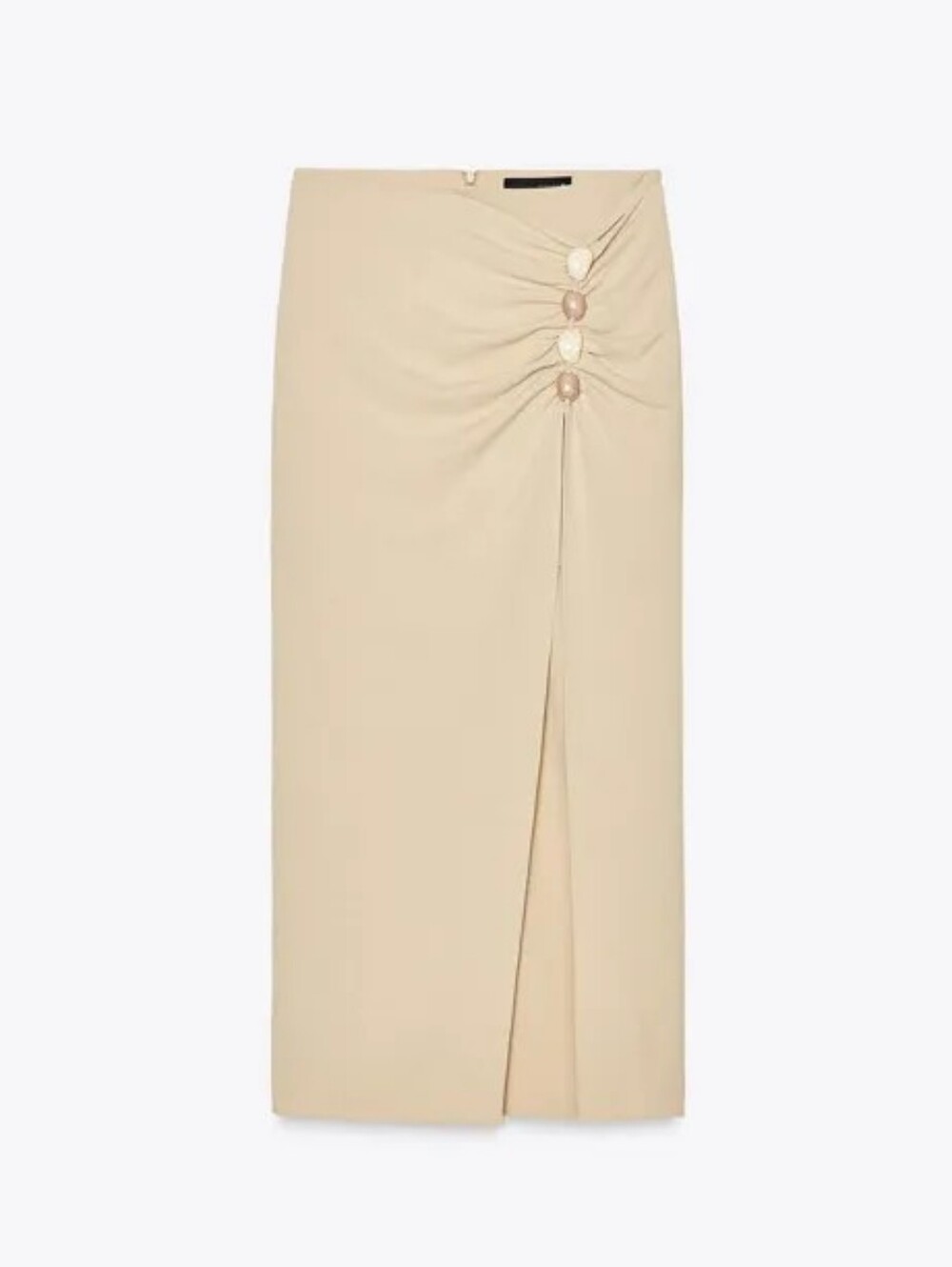 Zara Maxi Skirt with Front Slit And Beaded Detail